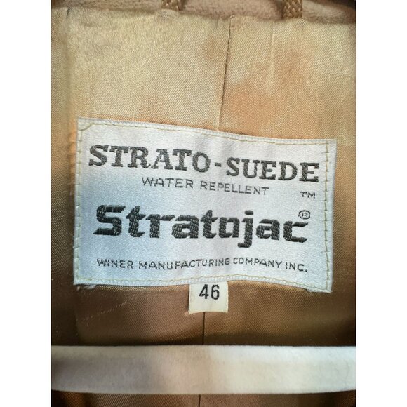 Vintage Stratojac Strato-Suede Mens Flannel Trench Coat Size 46 Beige Pockets - Picture 2 of 15